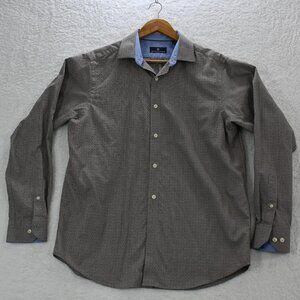Hart Schaffner‎ Marx Shirt Men's  Large Brown Button Up Cotton SriLanka